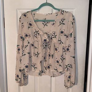 Floral tie front blouse